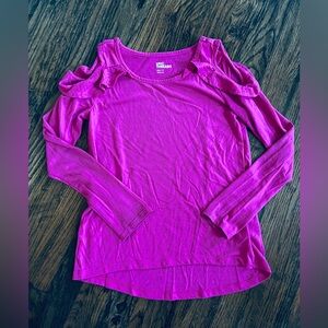 Epic Thresds girls dark pink size Medium long sleeve sparkle cold shoulder top